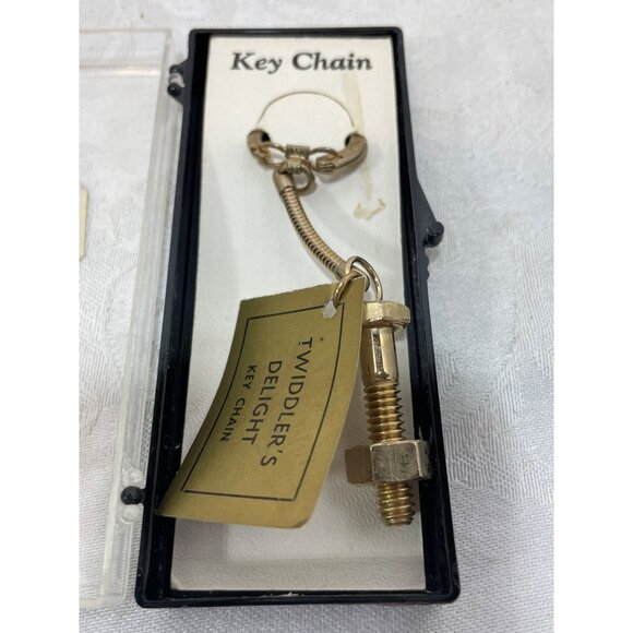 Twiddlers Delight Key Chain Gold Tone Bolt and Nut 3.5” - Picture 1 of 5